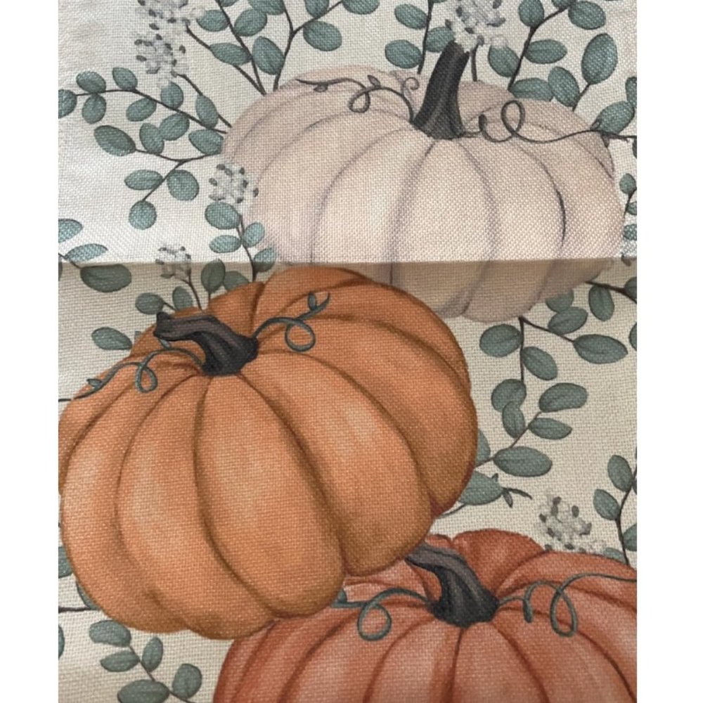 Pumpkin Table Runner Orange Cottage Farmhouse Thanksgiving Fall Decor Long Cloth - Picture 8 of 8